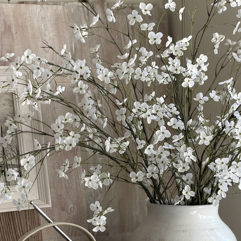 Wild Cherry Blossom Stem – Soft White Faux Floral Spray - Image 2