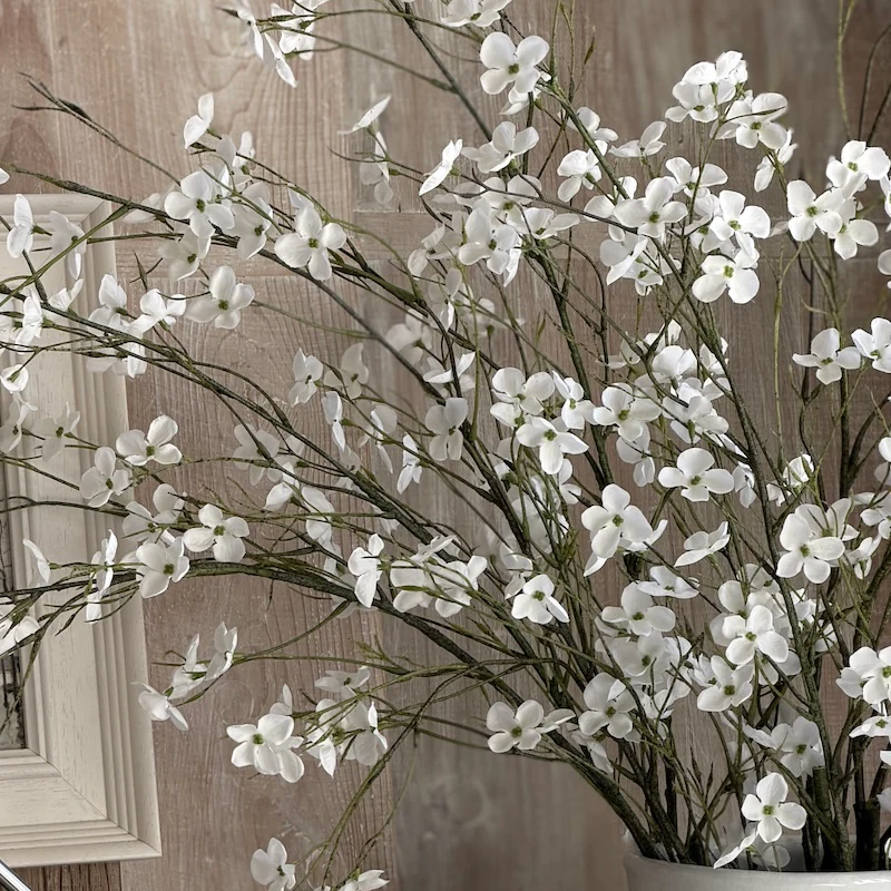 Wild Cherry Blossom Stem – Soft White Faux Floral Spray - Image 3