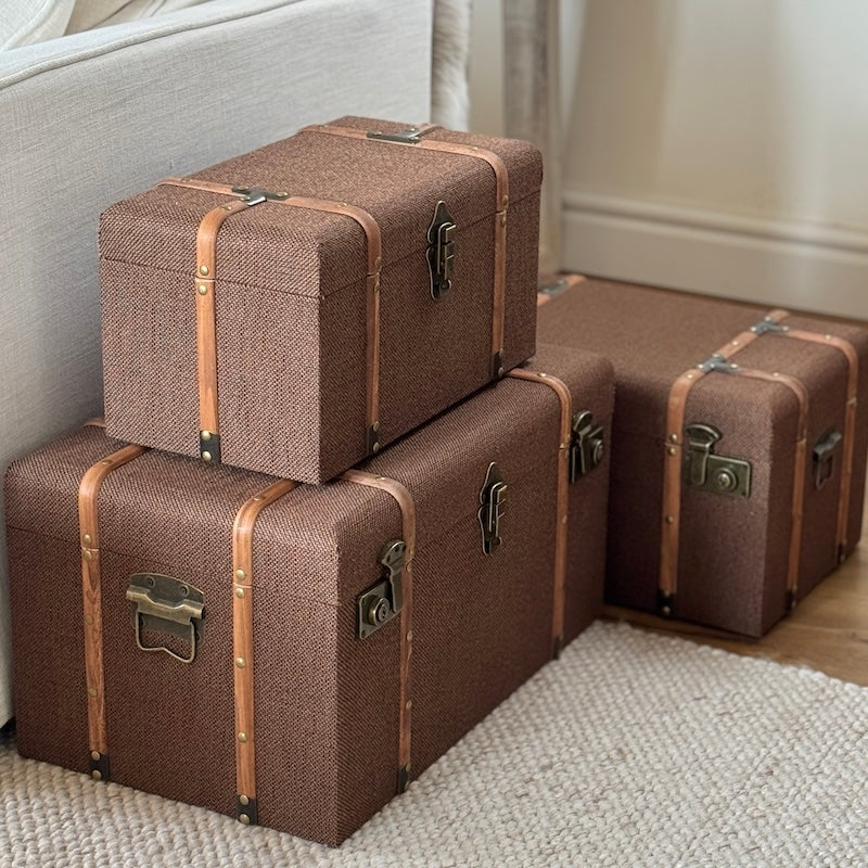 Wood Detailed Savannah Brown Trunks - Set of 3 - Image 3