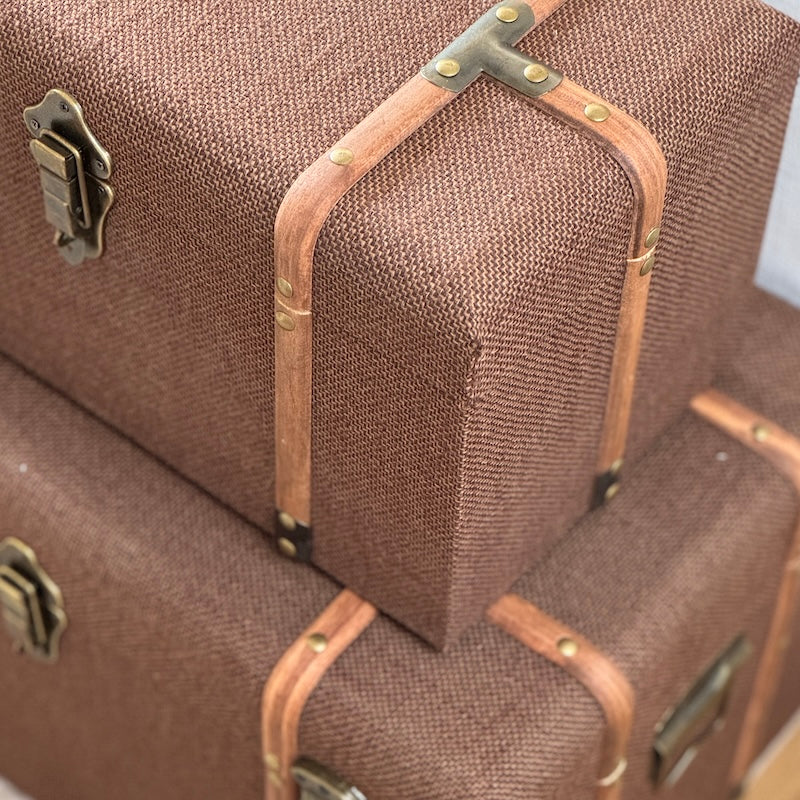 Wood Detailed Savannah Brown Trunks - Set of 3 - Image 6