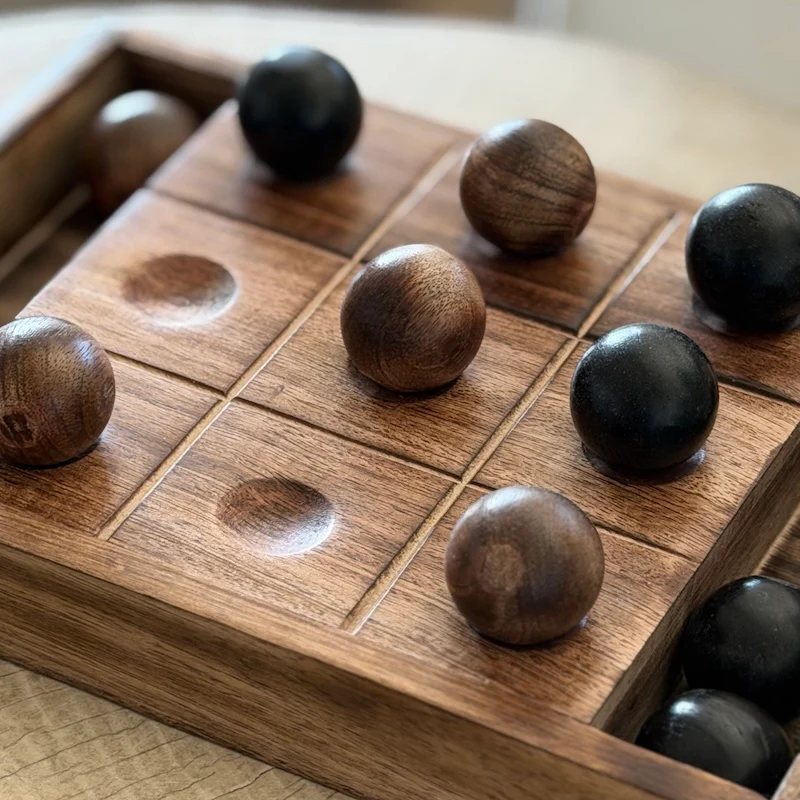 Wooden Noughts and Crosses Board Game - Image 2