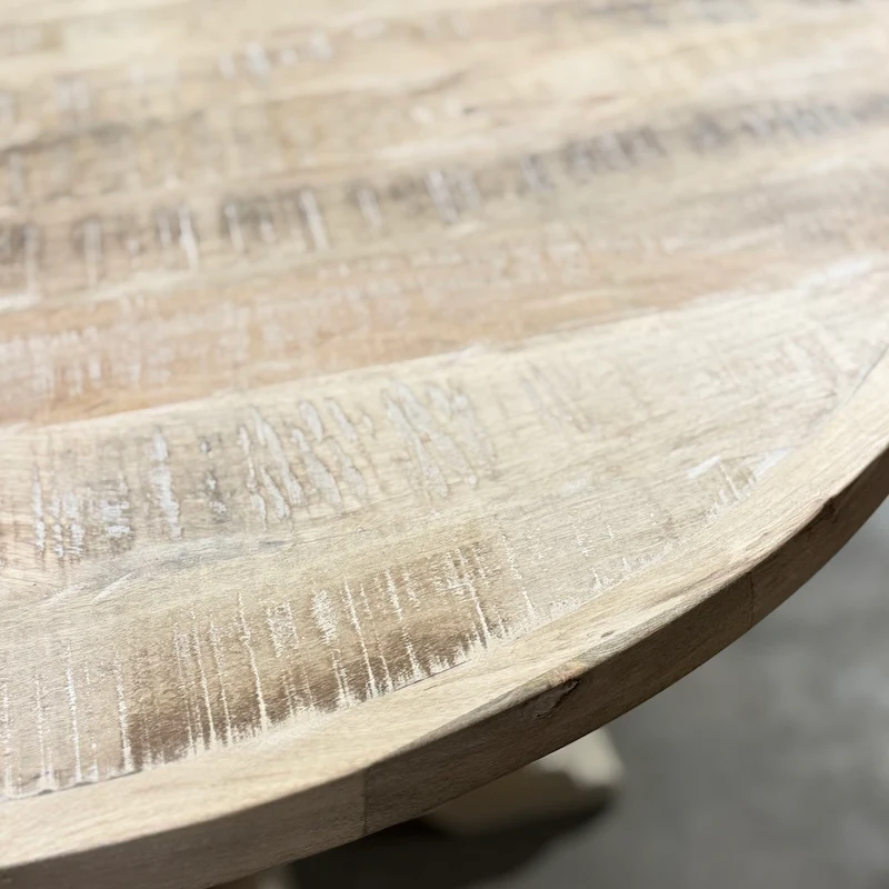 Worn White Mango Wood Round Dining Table - Image 3