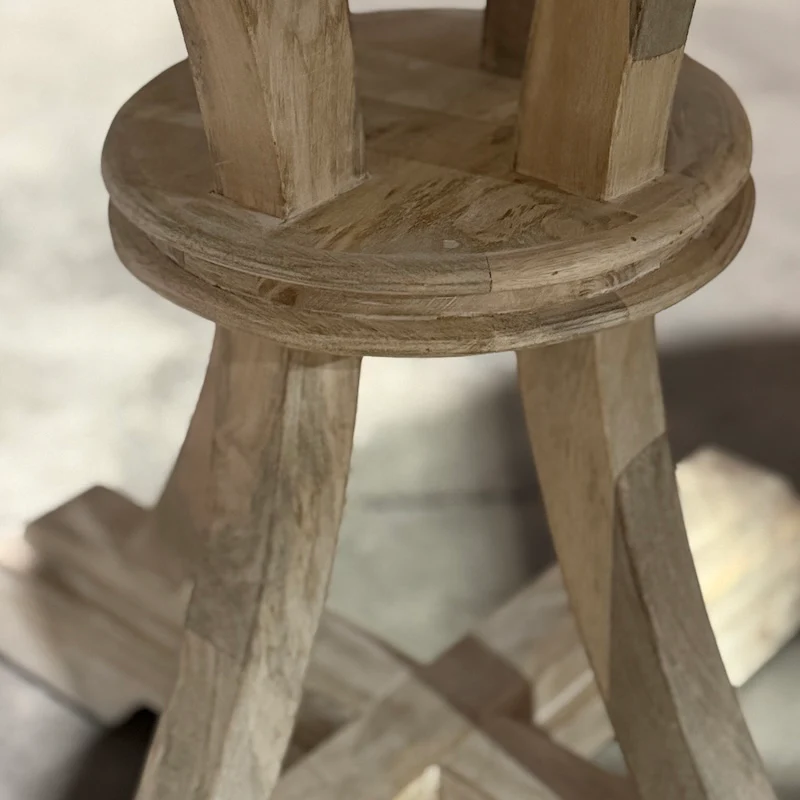 Worn White Mango Wood Round Dining Table - Image 4